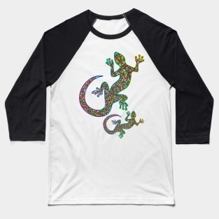 Gecko Lizard Psychedelic Art Baseball T-Shirt